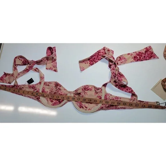 SAME LOS ANGELES BIKINY TOP LARGE WOMENS WHITE/PINk UNDERWIRE FRENCH FLORAL SWIM
